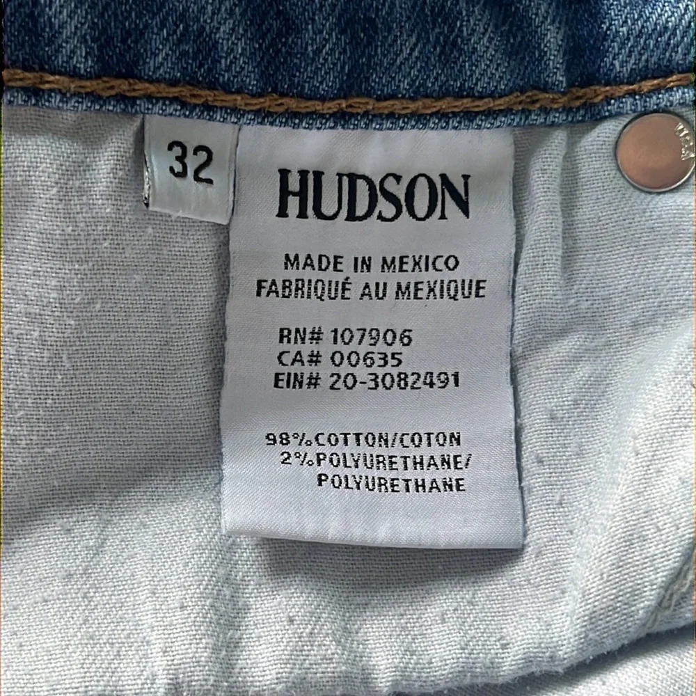 Hudson Riley Luxe Crop Relaxed Straight Raw Hem Button Fly Distressed Jeans 32 - Picture 13 of 15